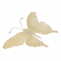 Creme deco vlinder met glitters 18 x 14 cm   -