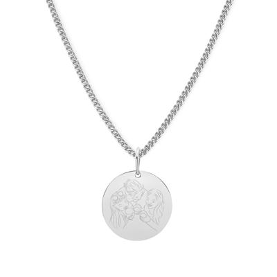 Gepersonaliseerde lijntekening ketting - Stainless steel - Zilver - 15 mm