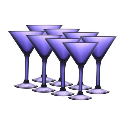 Home Deco Factory Cocktailglas - 8x - paars - kunststof - 24 cl - martini glas Home Deco Factory Cocktailglas - 8x - paars - kunststof - 24 cl - martini glas