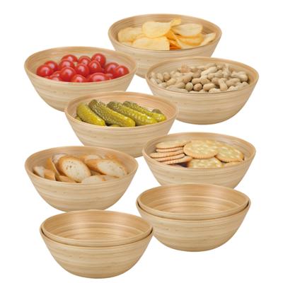 Snackschaaltje / kommetje - 10x - D18 x H7 cm - bamboe - naturel - soep / yoghurt / chips