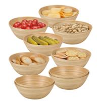 Snackschaaltje / kommetje - 10x - D18 x H7 cm - bamboe - naturel - soep / yoghurt / chips