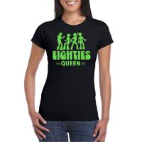 Verkleed T-shirt voor dames - eighties queen - zwart/groen - jaren 80/80s - carnaval