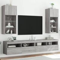 Tv-meubels met LED-verlichting 2 st 40,5x30x80 cm grijs sonoma