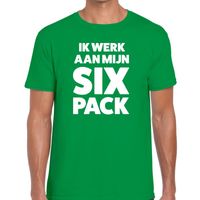 Ik werk aan mijn SIX Pack fun t-shirt groen voor heren 2XL  - - thumbnail