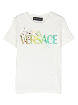 Versace Kids t-shirt en coton à logo imprimé - Blanc
