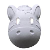 Papier mache dierenmasker - zebra - wit - 22 x 18 cm - grimeer maskers