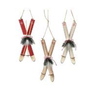 Decoris Kersthanger ski's hout 3,5x8x23cm