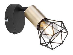 Globo Design wandlamp Xara I zwart met goud 54802S-1AB