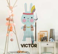Muurdecoratie sticker Indiase konijn gepersonaliseerd - thumbnail