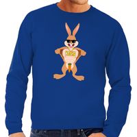 Paas sweater stoere paashaas blauw voor heren