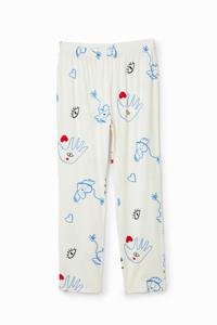 Pyjamabroek met harten - WHITE - XS