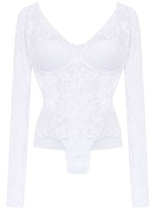 Amir Slama long sleeved lace bodysuit - Blanc