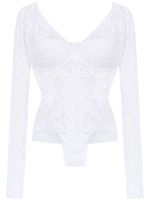 Amir Slama long sleeved lace bodysuit - Blanc - thumbnail