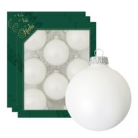 24x Satijn witte glazen kerstballen mat 7 cm kerstboomversiering