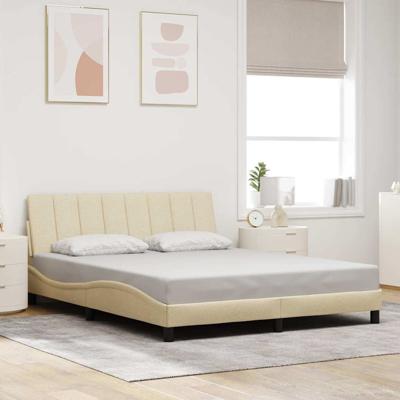 Bedframe zonder matras "Hanko" stof crèmekleurig 160x200 cm
