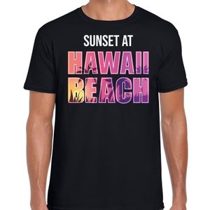 Sunset beach t-shirt / shirt Sunset at Hawaii Beach zwart voor heren