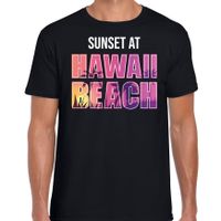 Sunset beach t-shirt / shirt Sunset at Hawaii Beach zwart voor heren - thumbnail