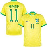 Brazilië Shirt Thuis 2022-2023 + Raphinha 11 - thumbnail