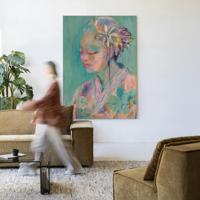 Urban Cotton Wandkleed 'Calm' 145 x 190cm in Frame - black