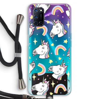 Rainbow Unicorn: Oppo A52 Transparant Hoesje met koord