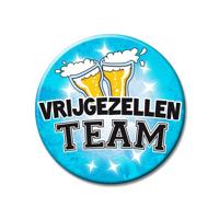 XL button Vrijgezellen Team - blauw - vrijgezellenfeest - accessoires
