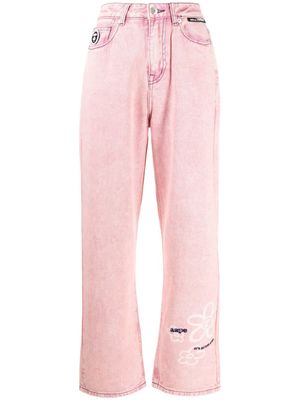 AAPE BY *A BATHING APE® jean droit à fleurs - Rose