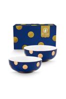Pip Studio Set/2 Kommen Dot Delight Navy/Goud 20cm