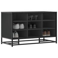 Schoenenbank 84x40x53,5 cm bewerkt hout en metaal zwart
