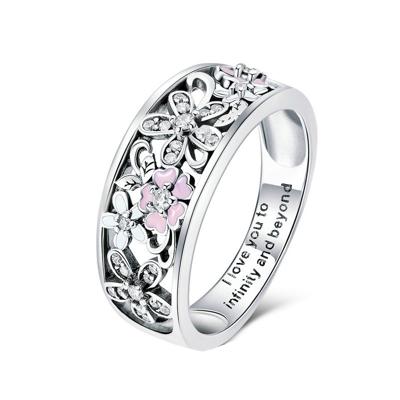 Mode 925 sterling zilver Daisy bloem vinger ringen voor vrouwen bruiloft engagement Jewelry ring maat: 8