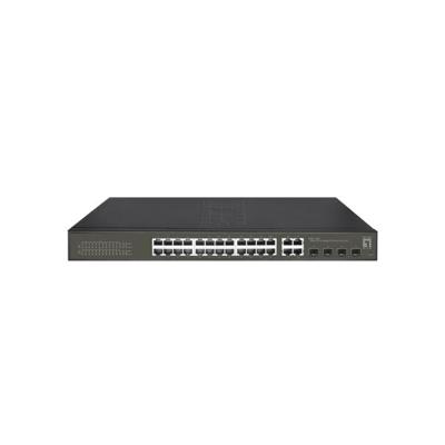 LevelOne ges-2128p hilbert 28-port gigabit poe smart lite managed switch, 24x poe, 380w, 4x sfp/rj45