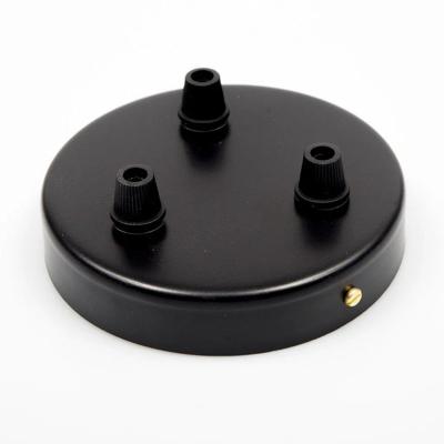 Zware plafondkap zwart staal 3 uitgangen 105mm
