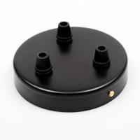 Zware plafondkap zwart staal 3 uitgangen 105mm