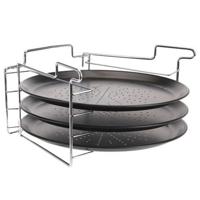 Pizza bakset - 4 delig - 32 x 32 x 25 cm - RVS - non stick pizzaplaten - pizza bakken set