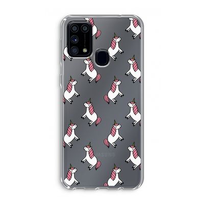Eenhoorns overal: Samsung Galaxy M31 Transparant Hoesje