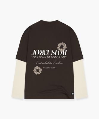 Jorcustom Flowers Double Layered Longsleeve T-Shirt Heren Bruin/Beige - Maat L - Kleur: BeigeBruin | Soccerfanshop