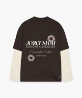 Jorcustom Flowers Double Layered Longsleeve T-Shirt Heren Bruin/Beige - Maat L - Kleur: BeigeBruin | Soccerfanshop