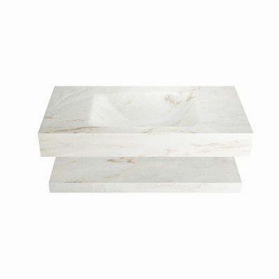 MONDIAZ ALAN-DLUX 90cm planchet Frappe. Vrijhangende wastafel CLOUD midden 1 kraangat, kleur Frappe.