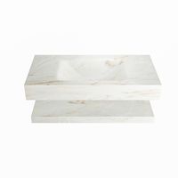 MONDIAZ ALAN-DLUX 90cm planchet Frappe. Vrijhangende wastafel CLOUD midden 1 kraangat, kleur Frappe.