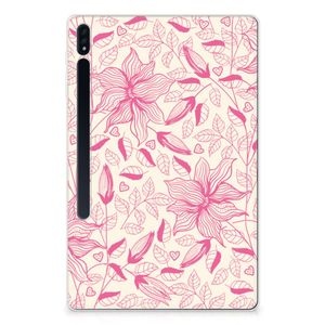 Samsung Galaxy Tab S7 Plus | S8 Plus Siliconen Hoesje Pink Flowers