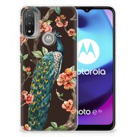 Motorola Moto E20 | E40 TPU Hoesje Pauw met Bloemen - thumbnail