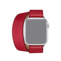 Double Leather Loop bandje - Rood - Geschikt voor Apple watch 42mm / 44mm / 45mm / 49mm