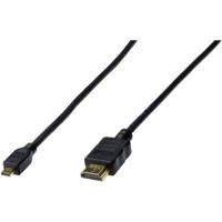 Digitus AK-330115-010-S HDMI-kabel HDMI Aansluitkabel HDMI-A-stekker, HDMI-micro-D-stekker 1.00 m Zwart Vergulde steekcontacten - thumbnail