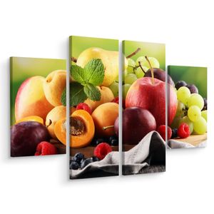 Schilderij - Vers zomerfruit, 4 luik, premium print, wanddecoratie