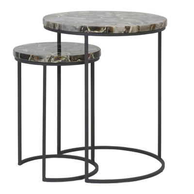 Bijzettafel set van 2 Axat Agaat bruin zwart