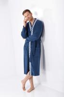 Blauwe badstof heren badjas Hajo