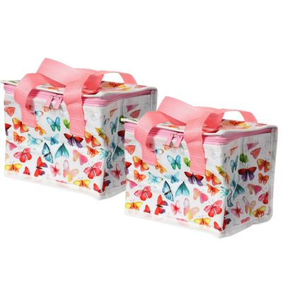 2x Stuks Kleine lunch koeltas - Vlinder print - 21 x 15 x 14 - 4,4 liter