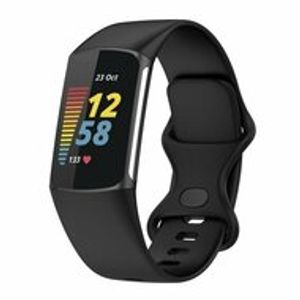 FitBit Charge 5 & 6 Sportbandje met dubbele lus - Zwart - Maat: S