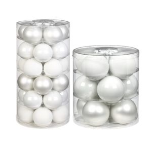 32x stuks glazen kerstballen wit 6 en 8 cm glans en mat