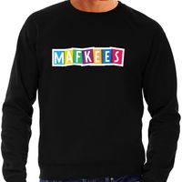 Mafkees fun tekst sweater zwart heren - thumbnail