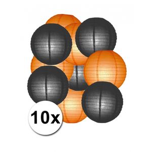 Lampionnen pakket oranje en zwart 10x